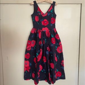 Laura Ashley Tea Length Floral Sleeveless Dress